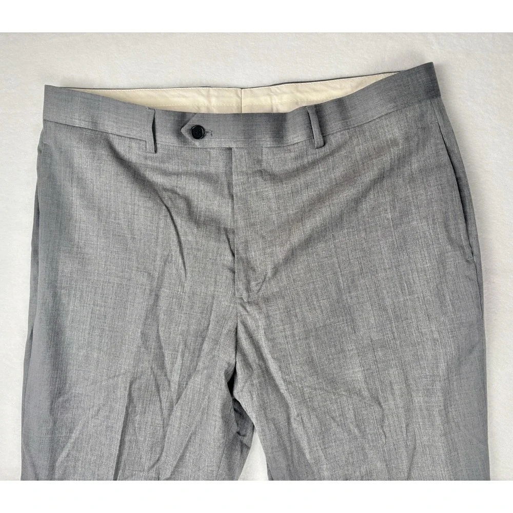 Brooks Brothers Classic Gray Wool Dress Pants‎ W35 L32 Mens Flat Front